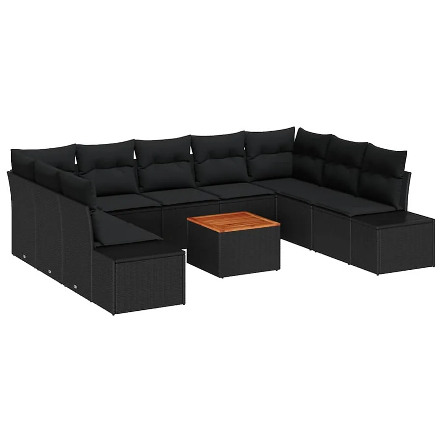Ensemble de canapé de jardin avec stockage 10 pcs Noir - 2