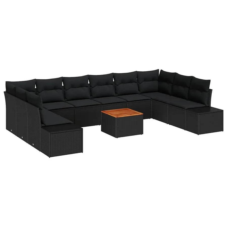 Ensemble de canapé de jardin avec stockage 11 pcs Noir - 2