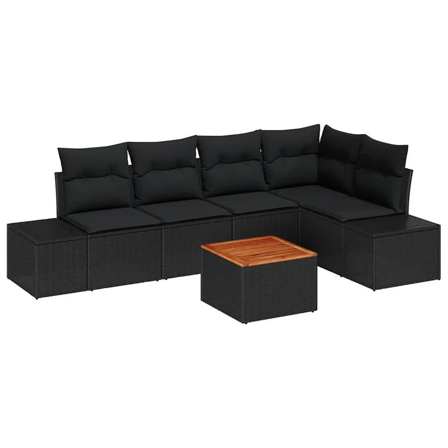 Ensemble de canapé de jardin avec stockage 6 pcs Noir polyrotin - 2