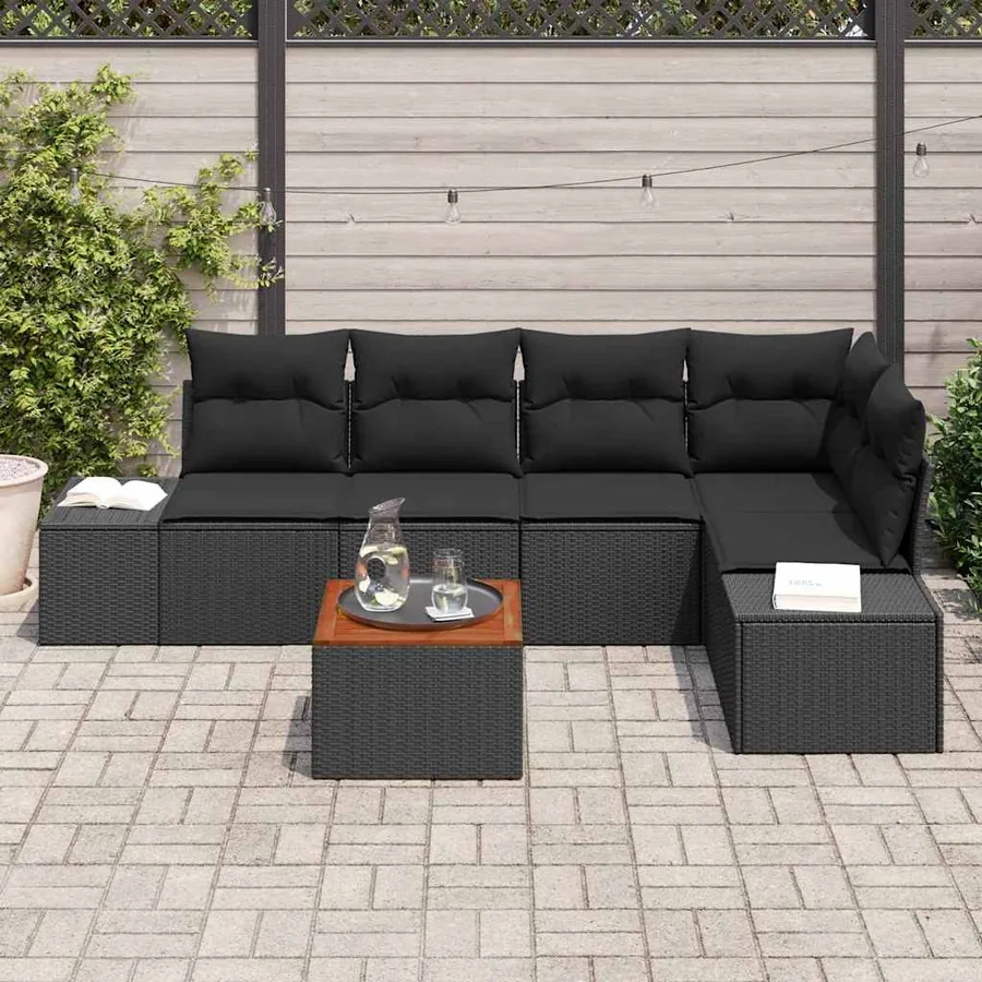 Ensemble de canapé de jardin avec stockage 6 pcs Noir polyrotin - 3