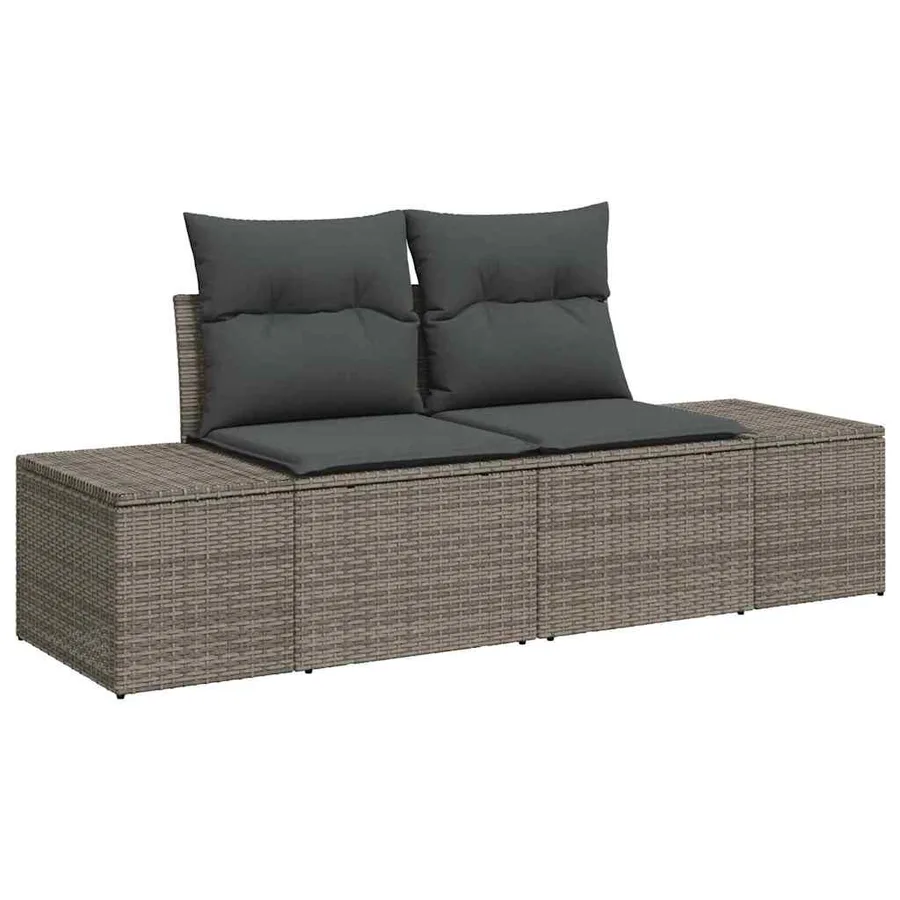 Ensemble de canapé de jardin avec coussin 9 pcs Gris Polyrotin - 4