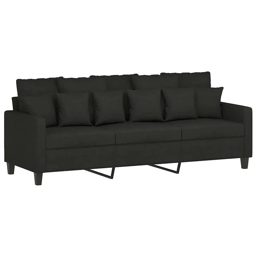 Canapé à 3 places avec repose-pieds Noir 180 cm Tissu - 4