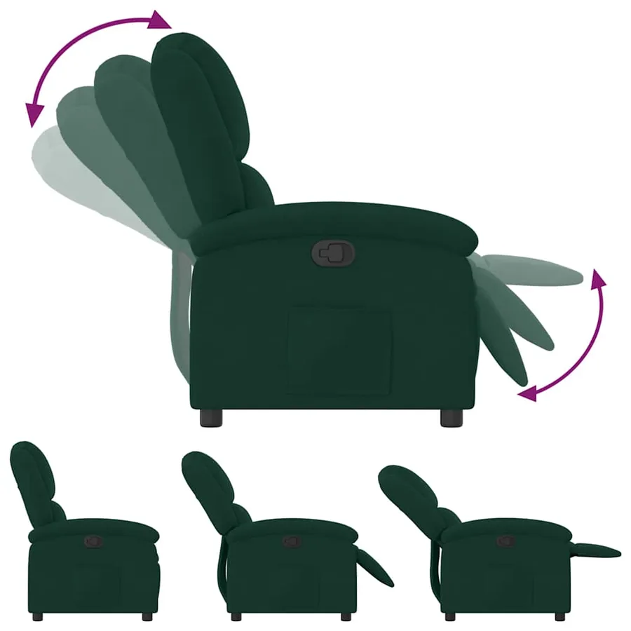 Fauteuil inclinable vert foncé velours - 6