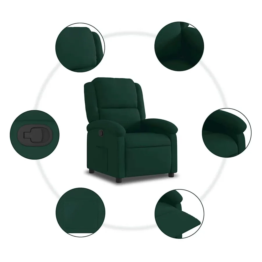 Fauteuil inclinable vert foncé velours - 7
