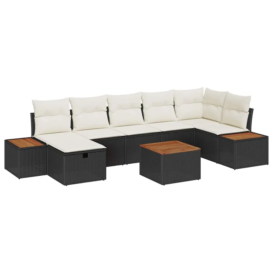 Ensemble de canapé de jardin avec coussin 8 pcs Noir polyrotin - 2