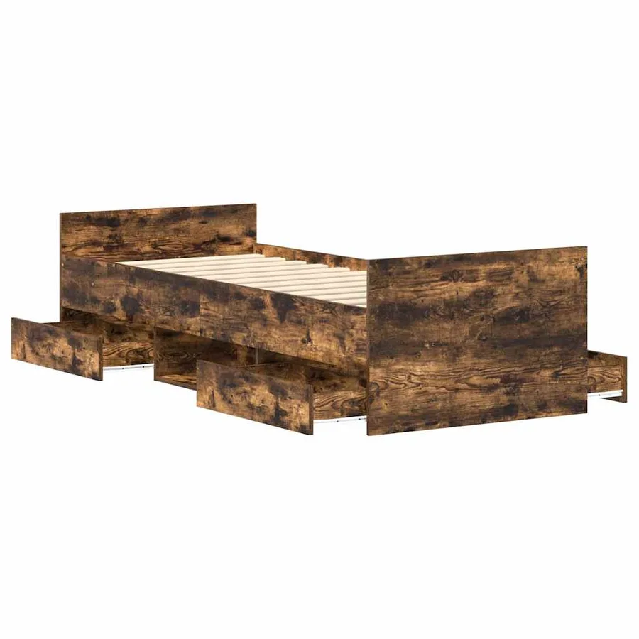 Cadre de lit sans matelas chêne fumé 75x190 cm - 5