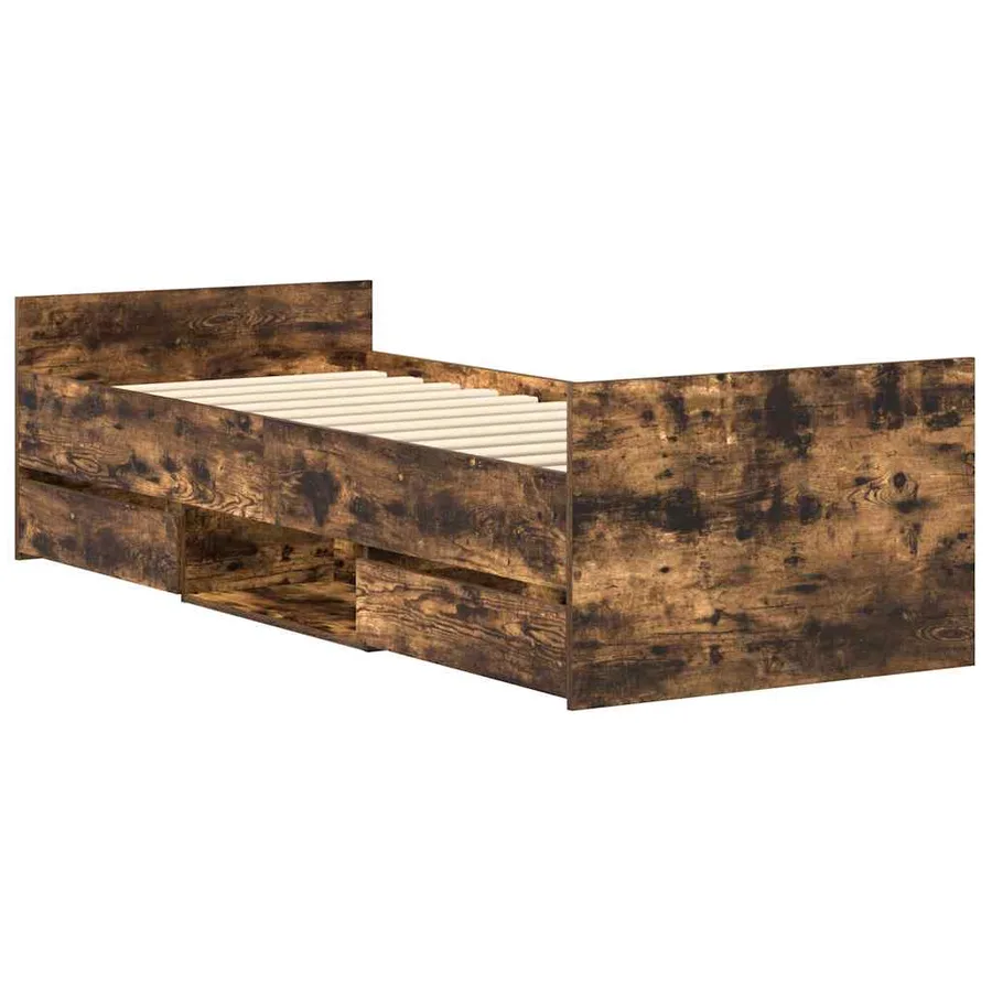 Cadre de lit sans matelas chêne fumé 75x190 cm - 8