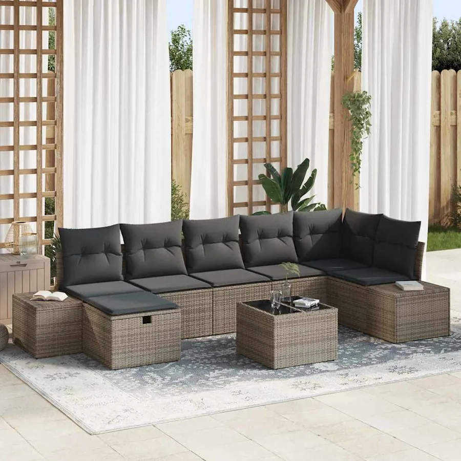 Ensemble de Canapés avec coussin 7 pcs polyrotin