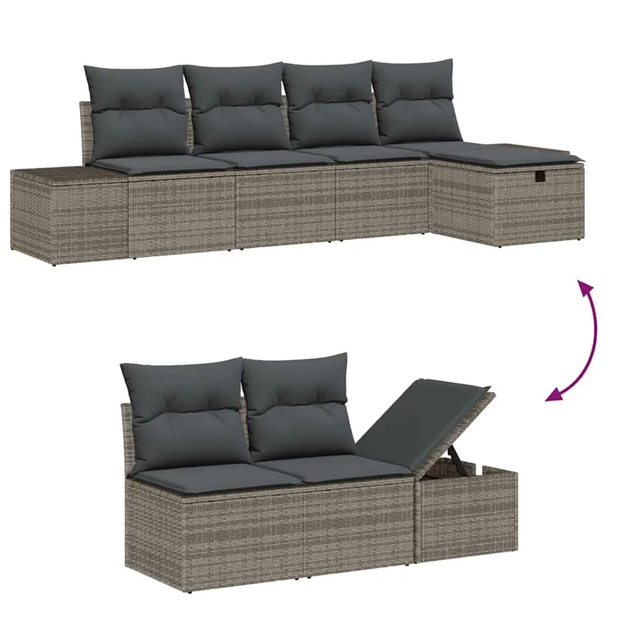 Ensemble de Canapés avec coussin 5 pcs polyrotin - 14