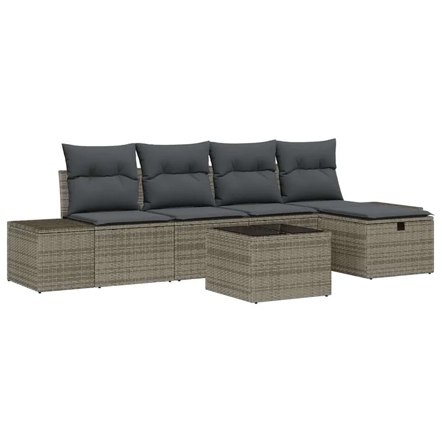 Ensemble de Canapés avec coussin 5 pcs polyrotin - 2