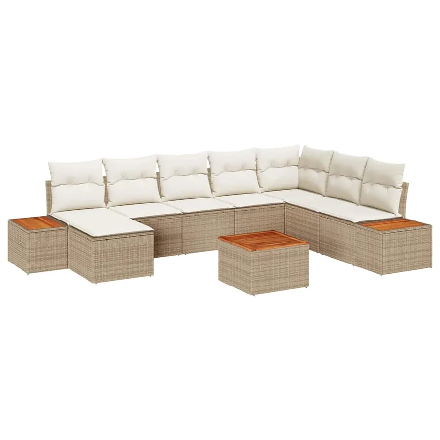 Ensemble de canapé de jardin 9 pcs Beige Poly rotin - 2