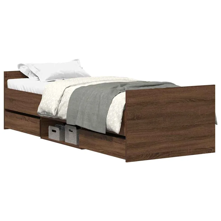 Cadre de lit sans matelas chêne marron 75x190 cm - 2