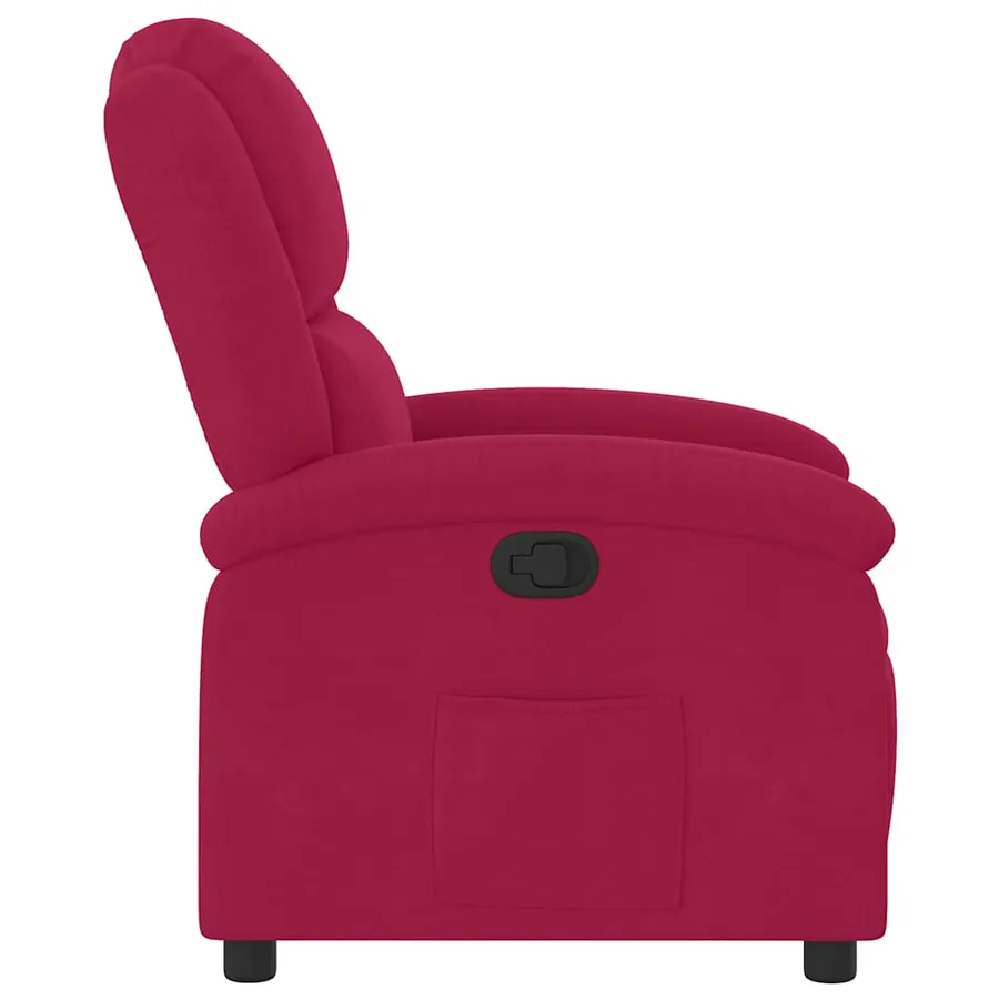 Fauteuil inclinable rouge bordeaux velours - 4
