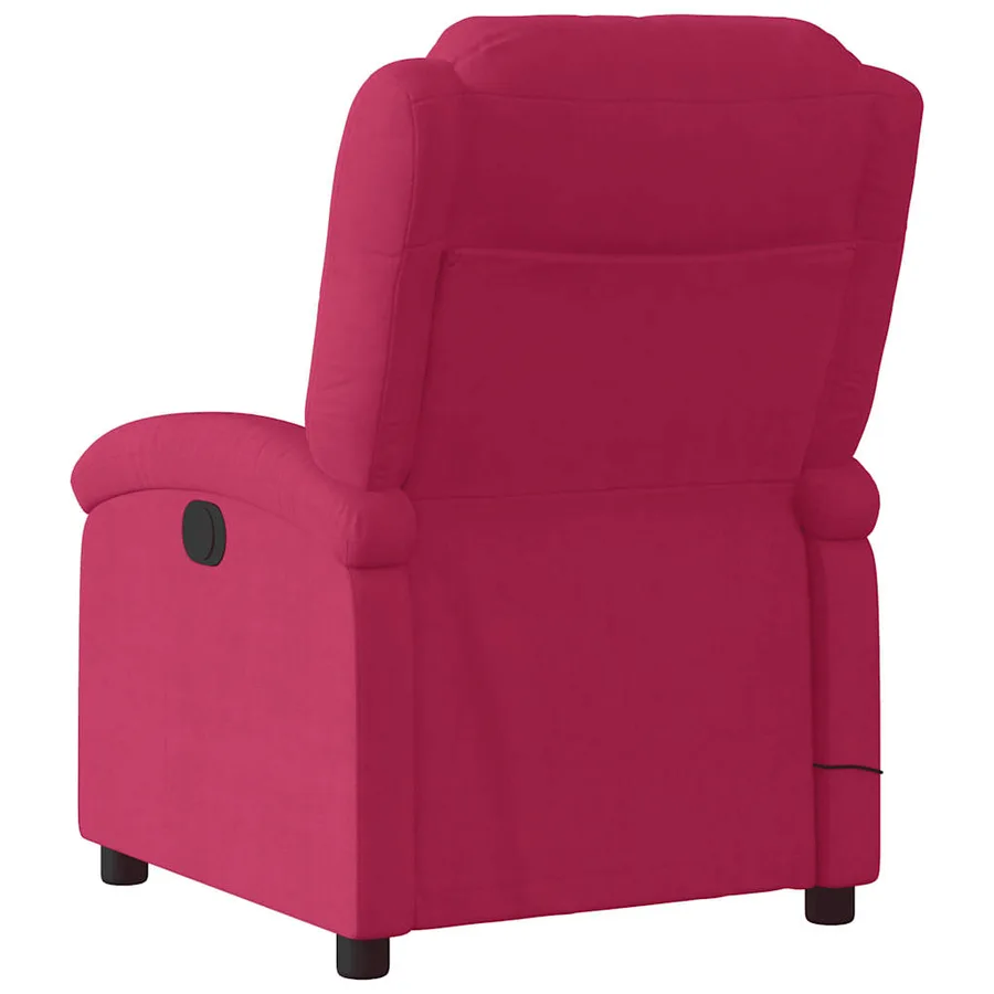 Fauteuil inclinable rouge bordeaux velours - 5