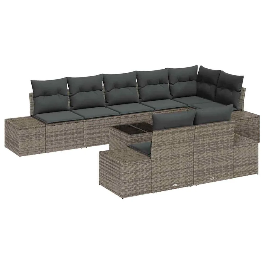 Ensemble de canapé de jardin avec stockage Gris Poly rotin - 2