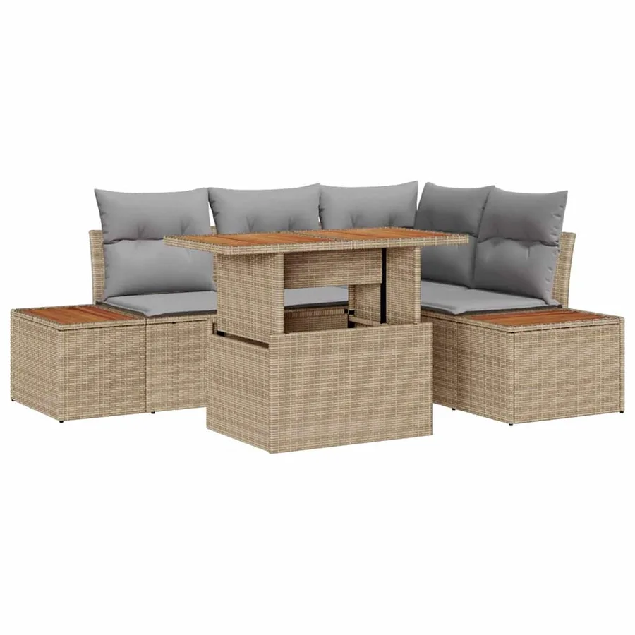 Ensemble de canapé de jardin 5 pc Beige et gris - 2