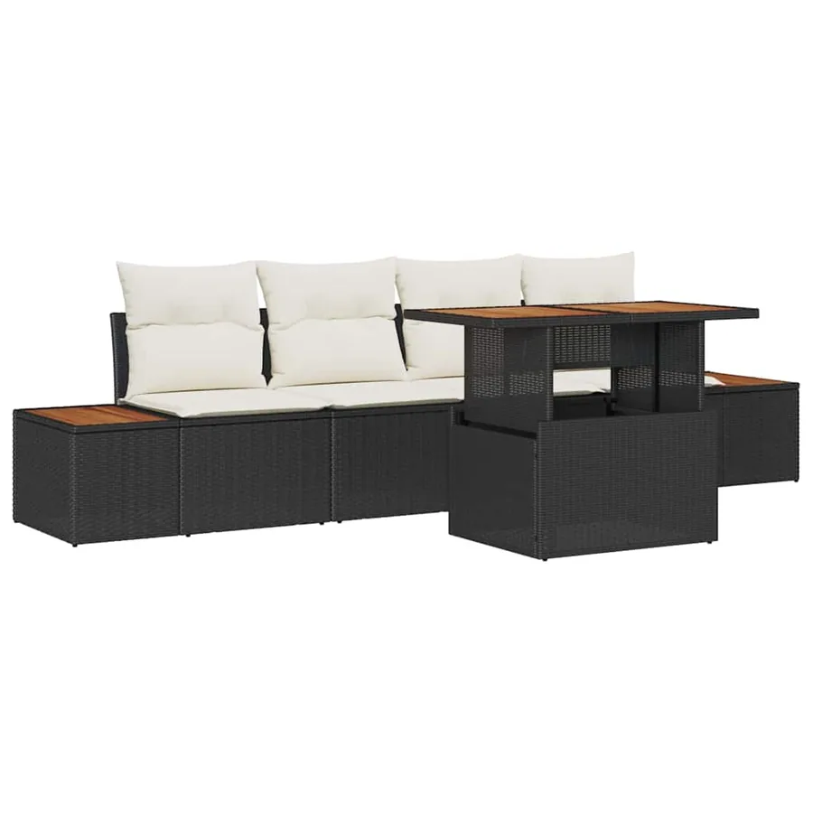 Ensemble de canapé de jardin 5 pc Noir et Beige - 2