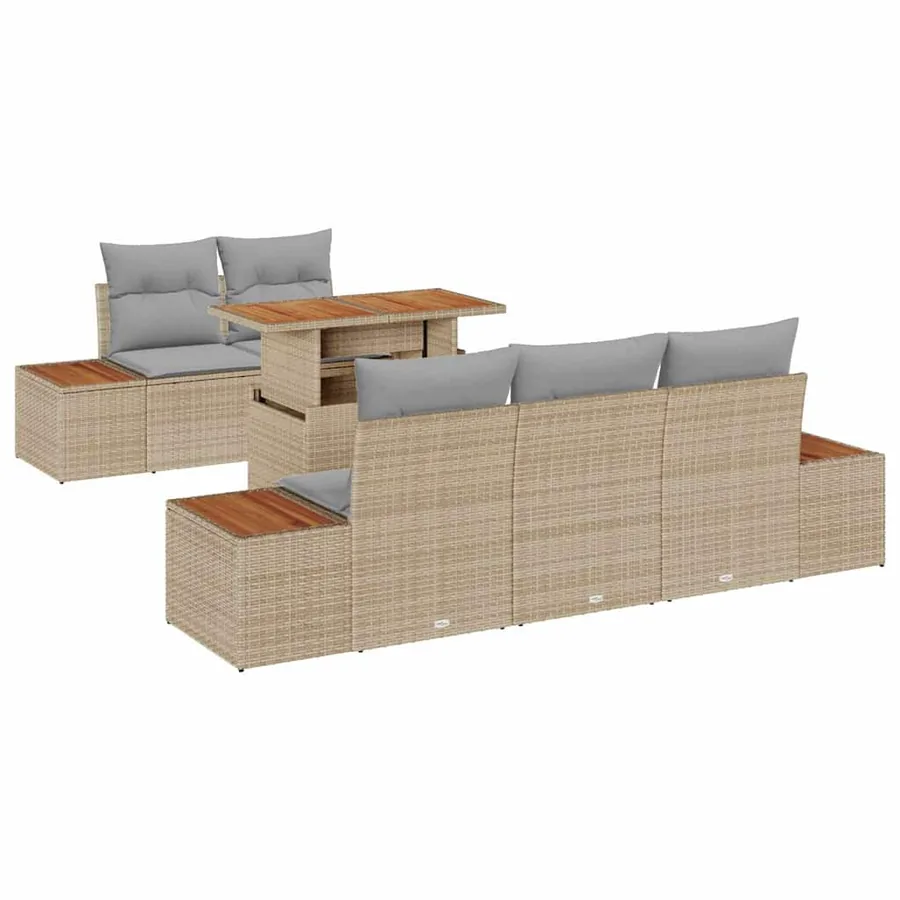 Ensemble de canapé de jardin 6 pc Beige et gris - 2