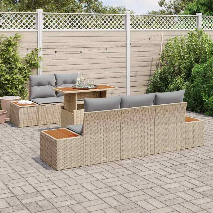 Ensemble de canapé de jardin 6 pc Beige et gris - 3