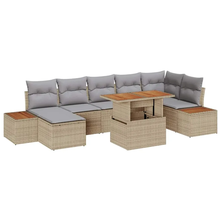 Ensemble de canapé de jardin 8 pcs Beige et gris