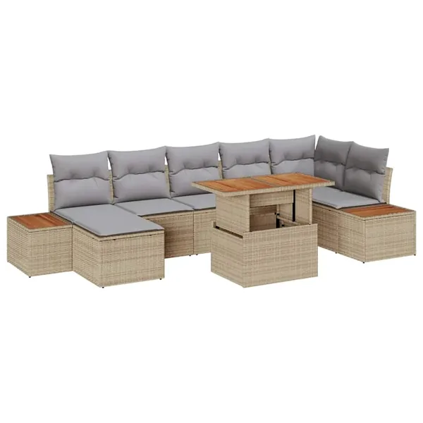 Ensemble de canapé de jardin 8 pcs Beige et gris