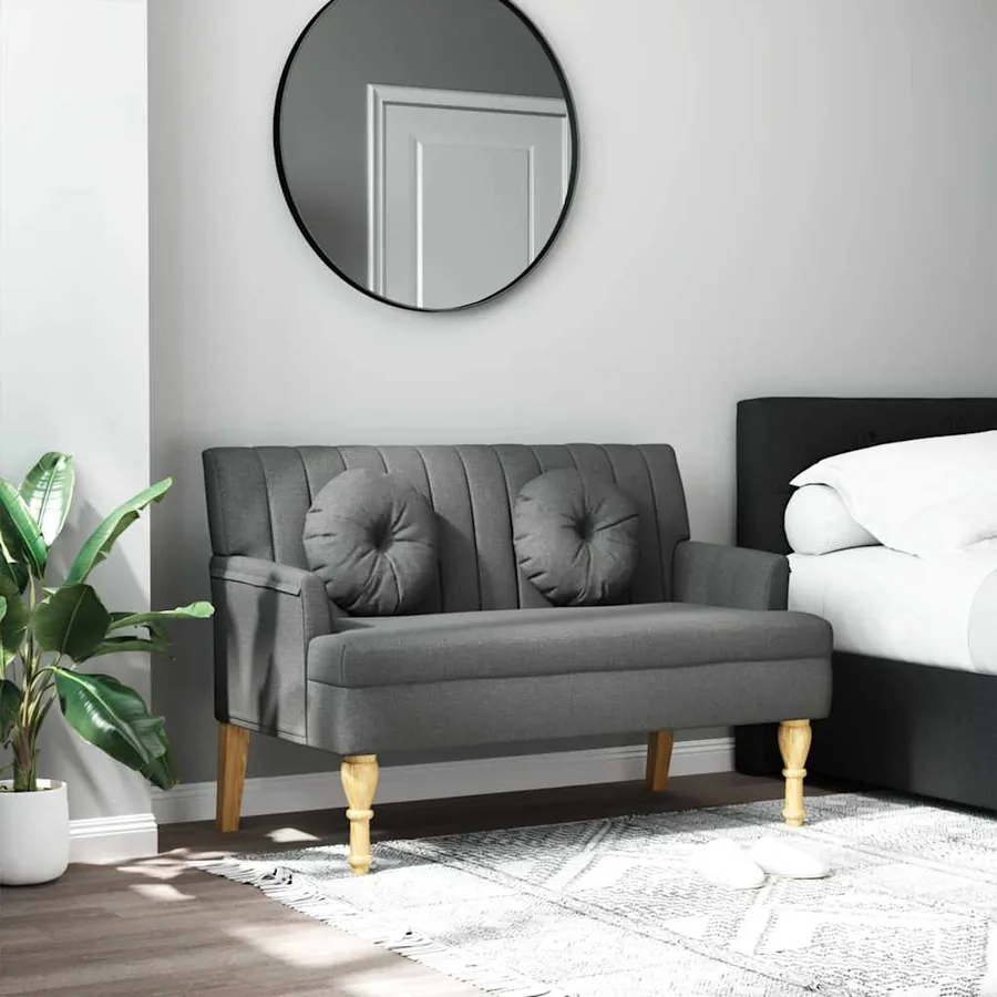 Banc avec coussins gris foncé 113x64,5x75,5 cm tissu