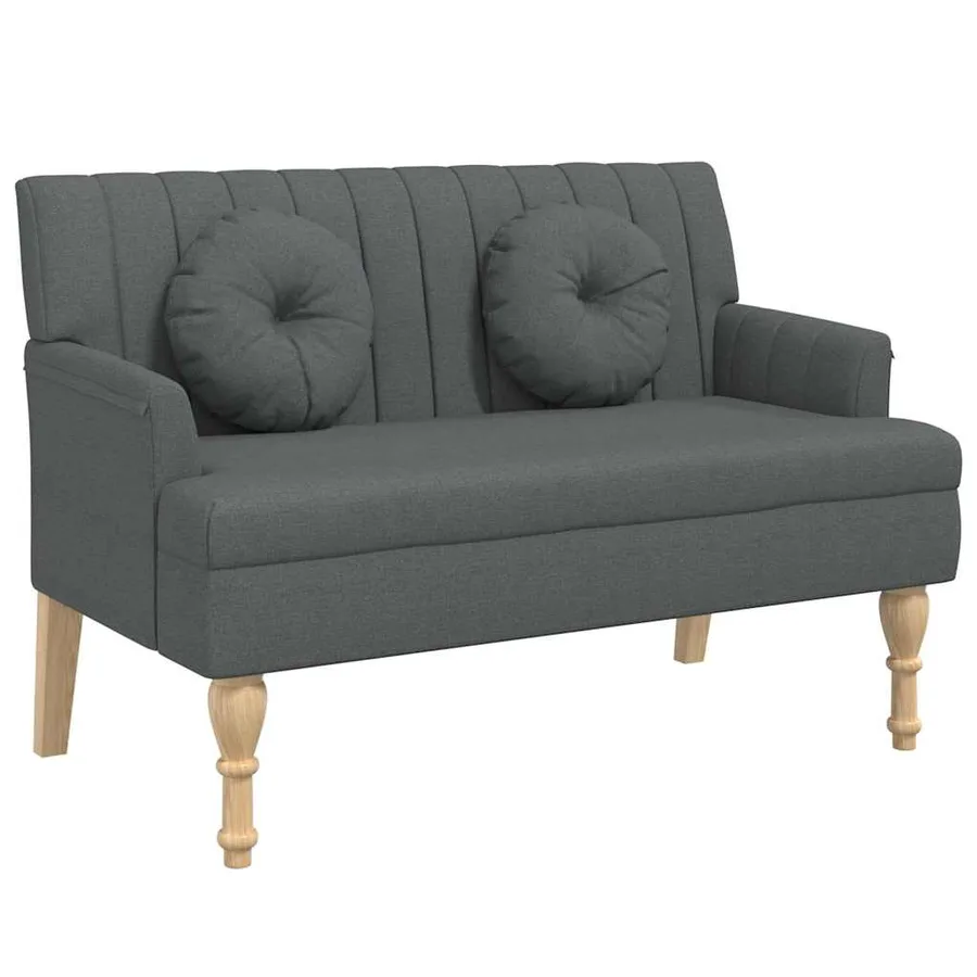 Banc avec coussins gris foncé 113x64,5x75,5 cm tissu - 2