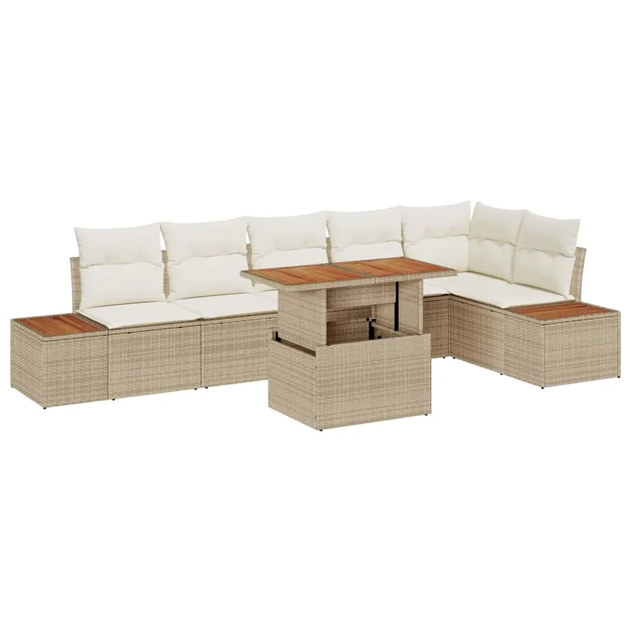 Ensemble de canapé de jardin 7 pc Beige et crème - 2