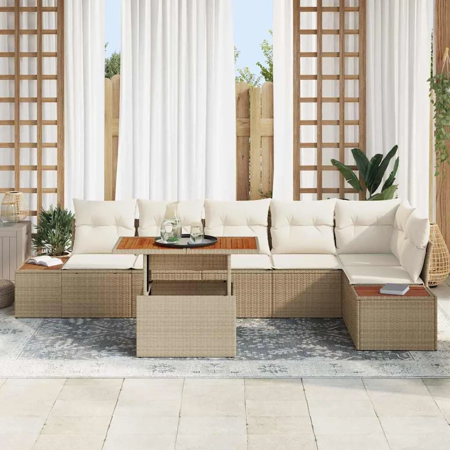 Ensemble de canapé de jardin 7 pc Beige et crème - 3