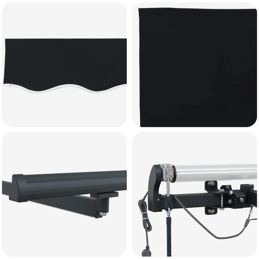 Auvent rétractable Noir 350 x 250 cm Polyester - 10