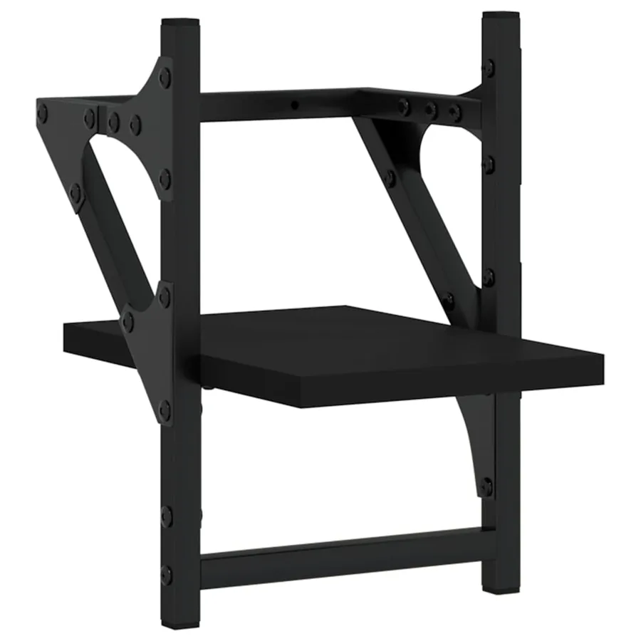 Étagères murales avec barres 2 pcs noir 20x25x30 cm - 4