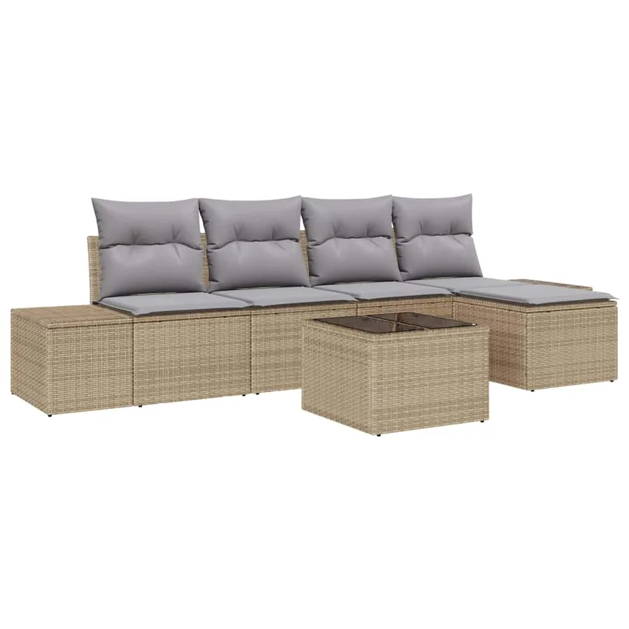 Ensemble de canapé de jardin 5 pcs Beige et Gris clair - 2