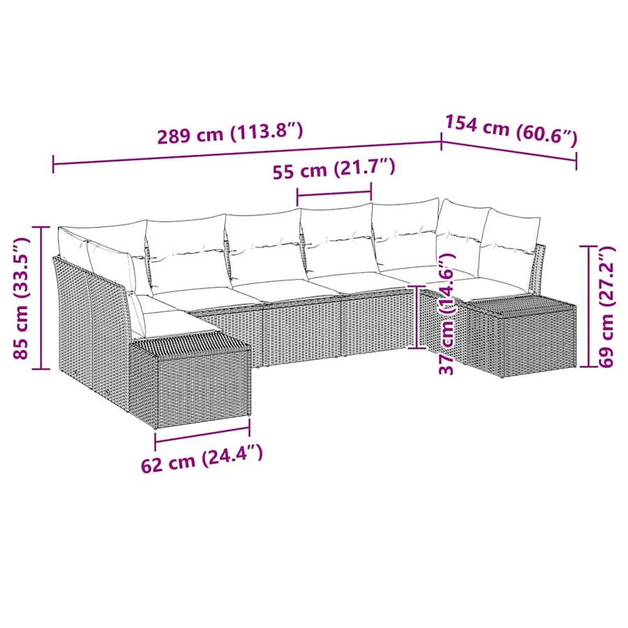 Ensemble de canapé de jardin 7 pcs Beige et Gris clair - 12