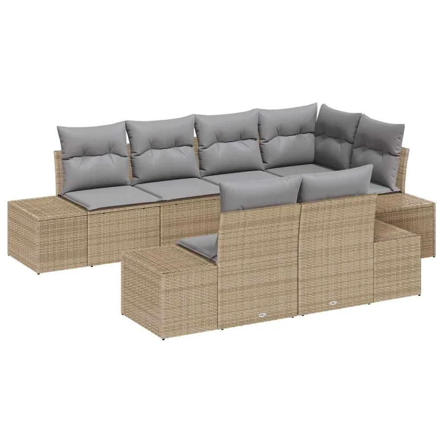 Ensemble de canapé de jardin 7 pcs Beige et Gris clair - 2