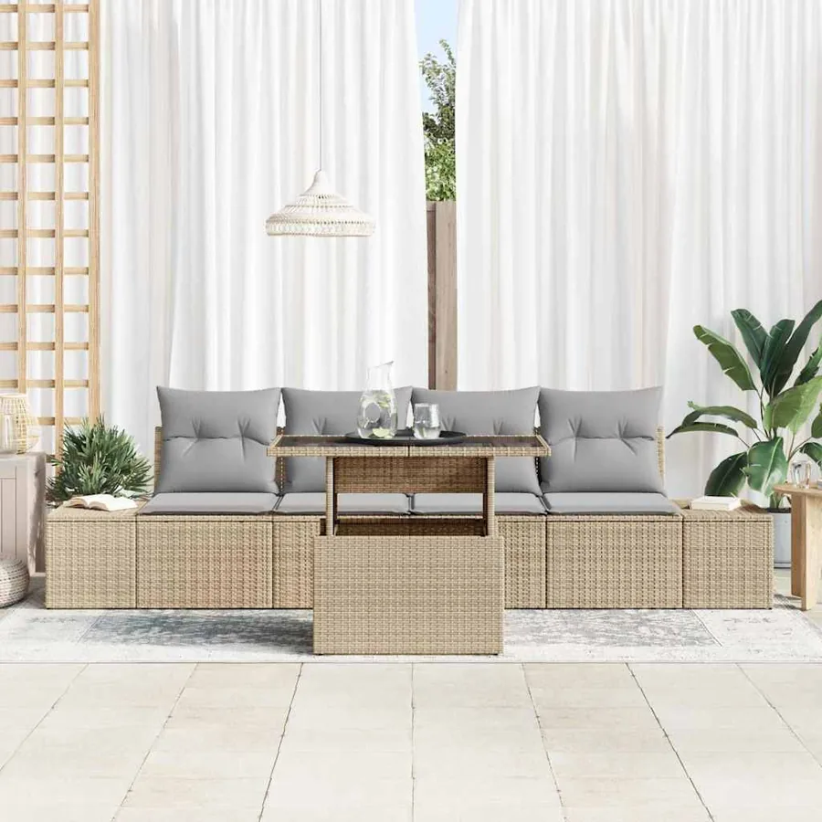 Ensemble de canapé de jardin Réglable 5 pcs Beige et Gris clair - 3