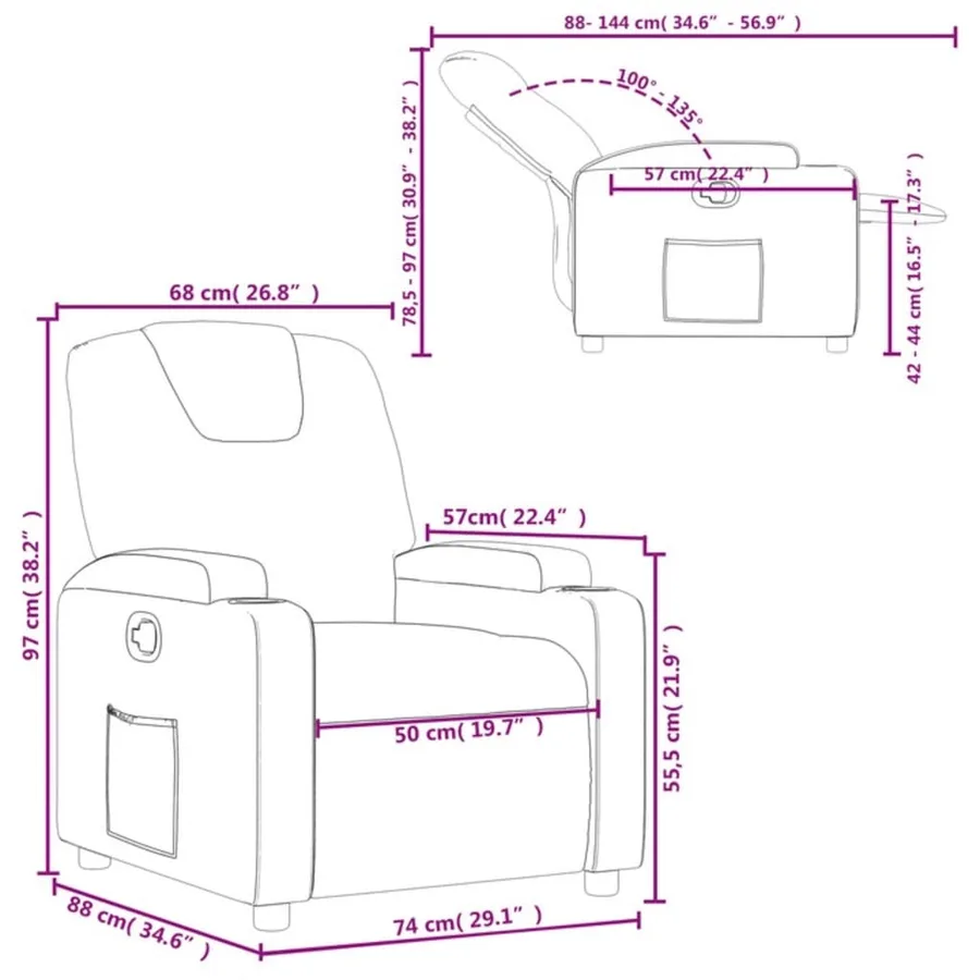Fauteuil inclinable en tissu crème - 11