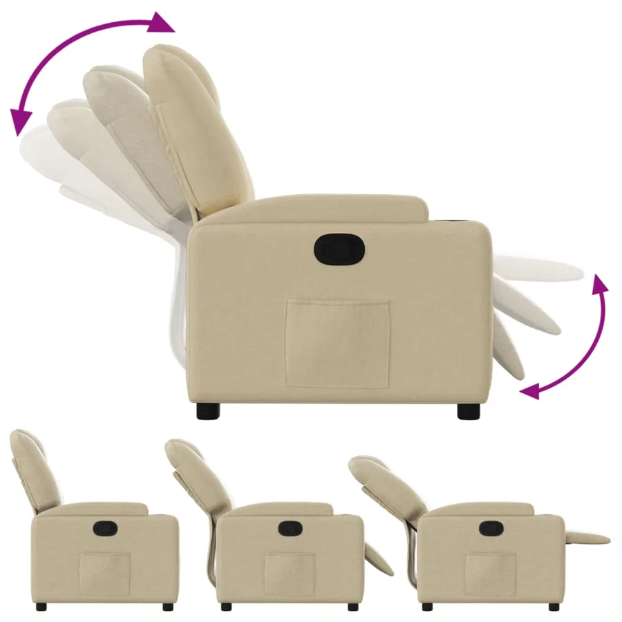 Fauteuil inclinable en tissu crème - 4