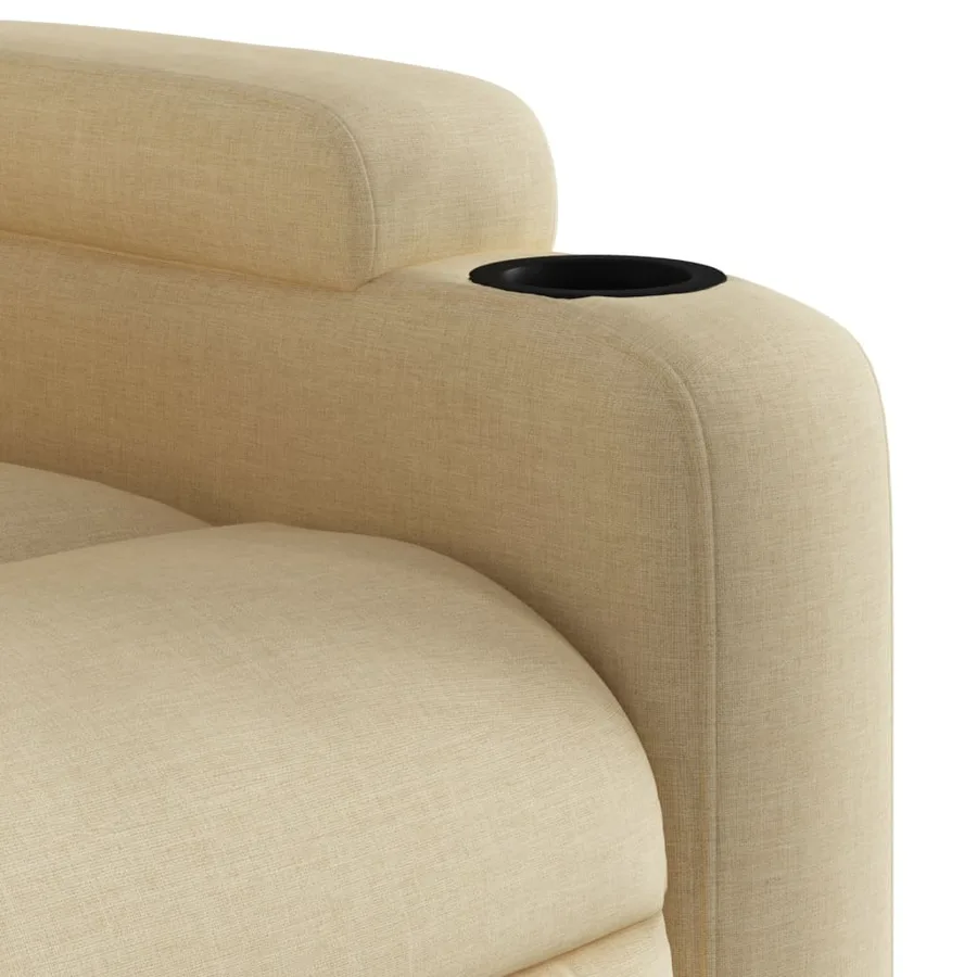 Fauteuil inclinable en tissu crème - 8