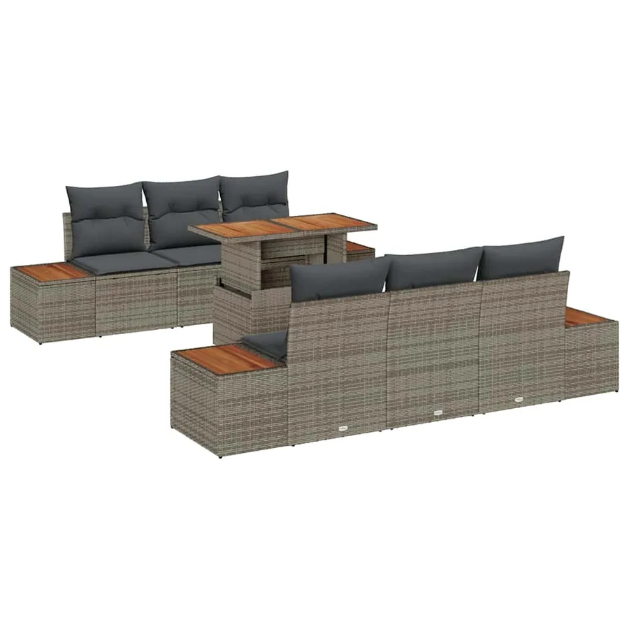 Ensemble de canapé de jardin 7 pc Gris et marron - 2