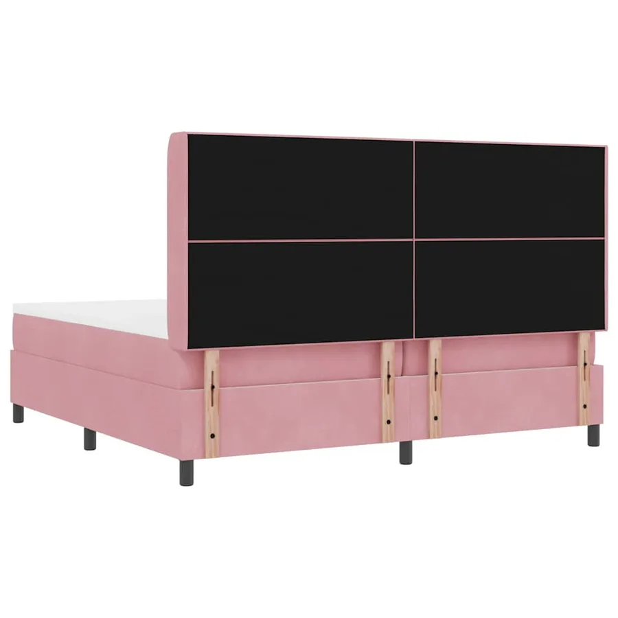 Lit à ressorts avec bandes LED Rose 200 x 200 cm Velours - 8