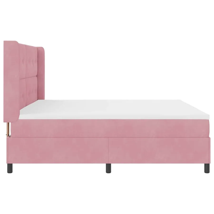 Lit à ressorts avec bandes LED Rose 200 x 200 cm Velours - 9