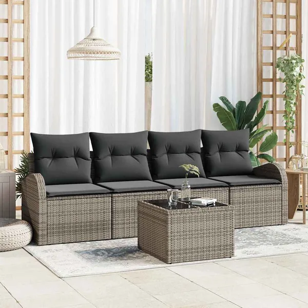 Ensemble de canapé de jardin Gris 55 x 55 x 37 cm polyrotin