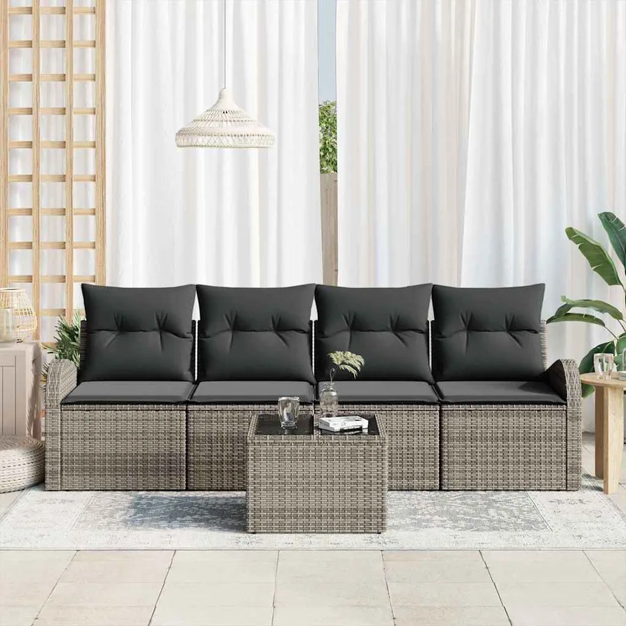 Ensemble de canapé de jardin Gris 55 x 55 x 37 cm polyrotin - 3