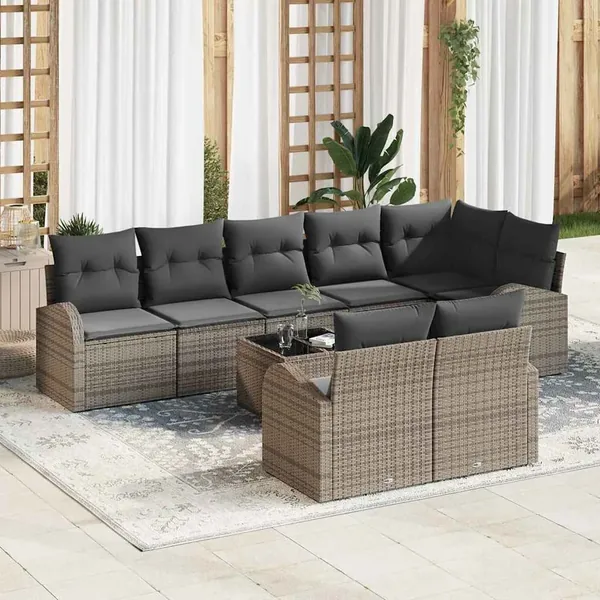 Ensemble de canapé de jardin Gris 55 x 55 x 37 cm polyrotin