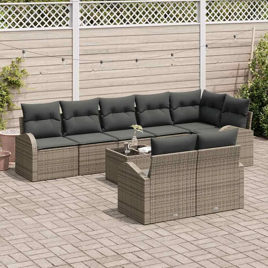 Ensemble de canapé de jardin Gris 55 x 55 x 37 cm polyrotin - 3