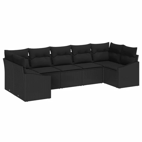 Ensemble de canapé de jardin avec stockage 7 pcs Noir polyrotin
