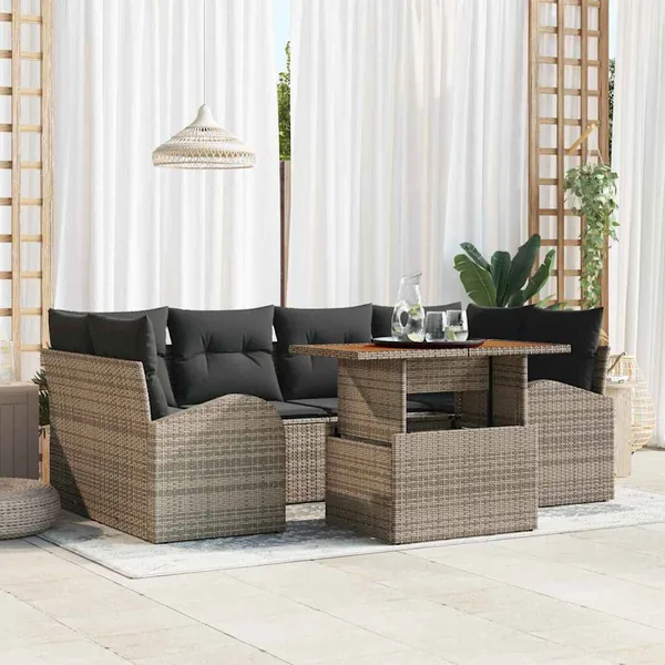 Ensemble de canapé de jardin avec coussin 7 pcs Gris