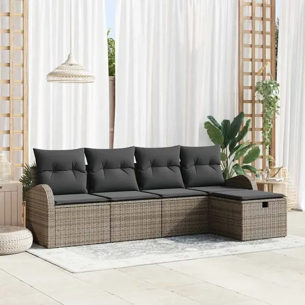 Ensemble de Canapés avec coussin avec stockage Gris polyrotin