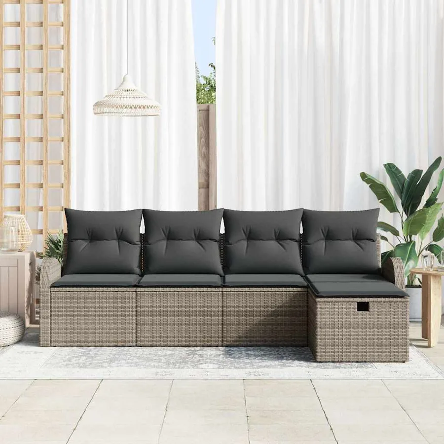 Ensemble de Canapés avec coussin avec stockage Gris polyrotin - 3