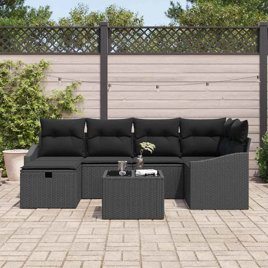 Ensemble de Canapés avec coussin 7 pcs polyrotin - 3